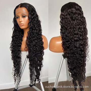 Uniky 13X4 water wave wig Glueless hd lace wig Vendor Unprocessed Brazilian pre plucked real human hair wig